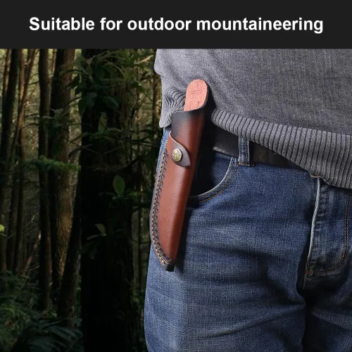 Vista 7 de MiOYOOW Funda de cuero para cuchillo, funda retro en relieve para cinturón para hoja de 4.7 x 1.6 pulgadas