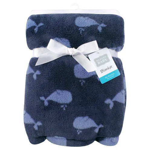 Vista 2 de Hudson Baby Manta unisex de súper felpa para bebé, ballena, talla única