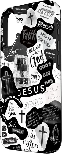 Vista 2 de Funda estética para iPhone 16 con versículos bíblicos cristianos, frases positivas