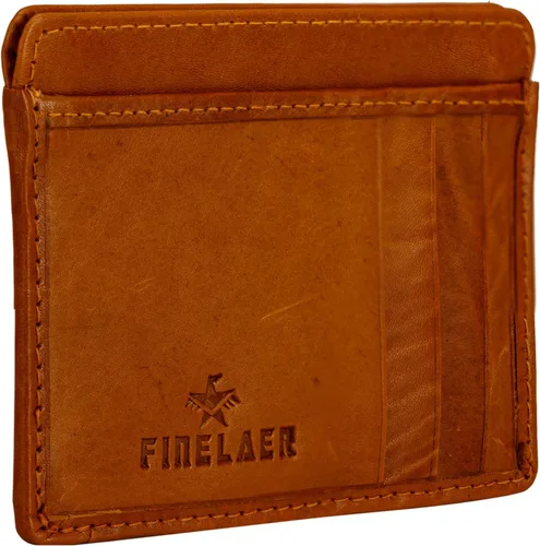 Vista 4 de FINELAER Carteras delgadas de cuero con bolsillo frontal para mujer, Castaño rojizo, Minimalista