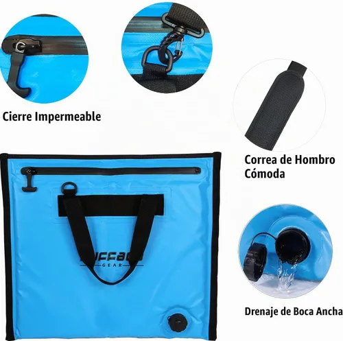Vista 5 de Buffalo Gear Bolsa térmica aislada - Enfriador de cebo de 20 x 18 pulgadas, bolsa impermeable para matar peces Azul