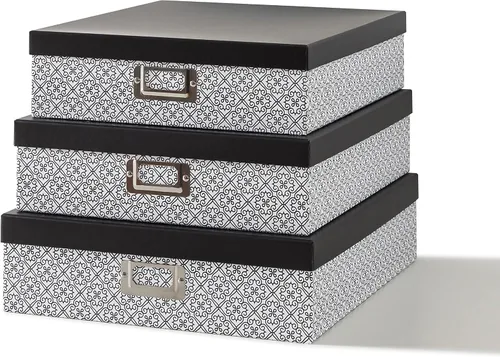 Vista 9 de SLPR Cajas de almacenamiento decorativas con tapas para decoración del hogar, juego de 3: almacenamiento de fotos en blanco y negro, cajas de cartón