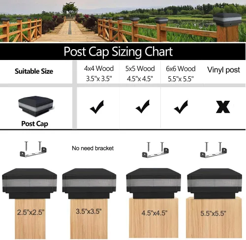 Vista 5 de Sumaote Luz solar para poste de poste, luz solar LED impermeable para exteriores para postes de madera de 4 x 4, 5 x 5, 6 x 6, luces de valla