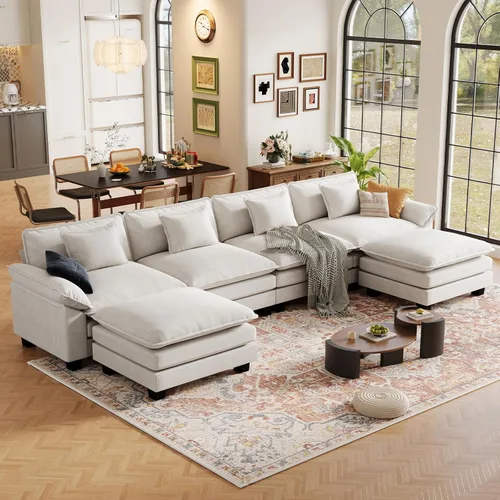 Vista 21 de CDCASA Silla de acento de gran tamaño de 50'' con otomana Asiento extra ancho y profundo estilo sofá nube para sala de estar, dormitorio, rincón