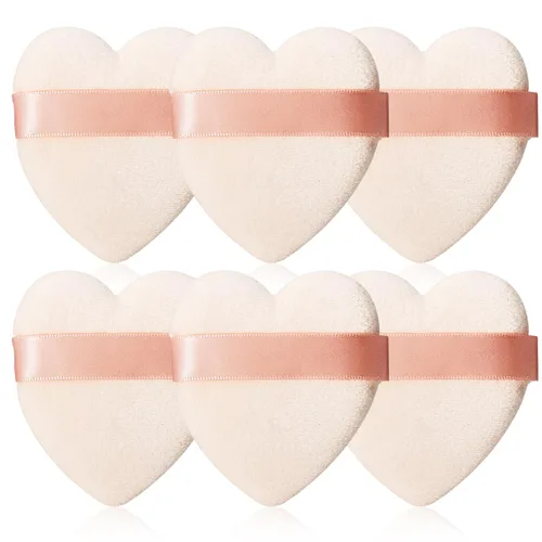 Vista 28 de 12 piezas de polvo en forma de corazón, soplo cosmético para cara, lavable, reutilizable, suave, esponja en polvo, esponja de maquillaje