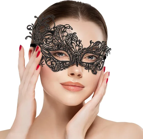 Vista 10 de Masquerade Mask for Women Lace Masks for Venetian Party Costume Halloween Carnival