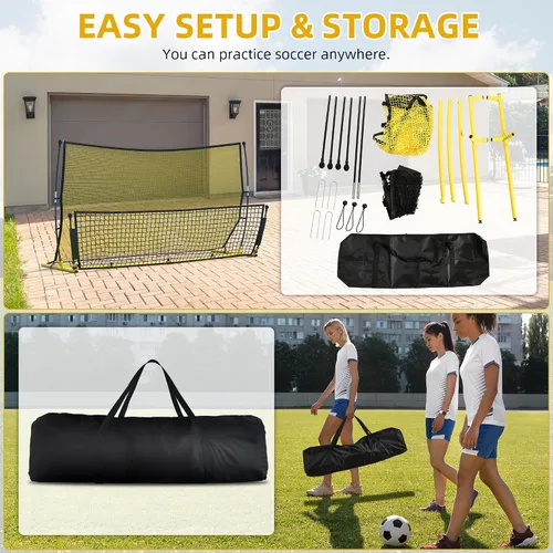 Vista 6 de Shopsource Rebote de fútbol, red de rebote de fútbol 2 en 1, práctica de red de rebote de 7 x 4 pies para entrenamiento en solitario, entrenador