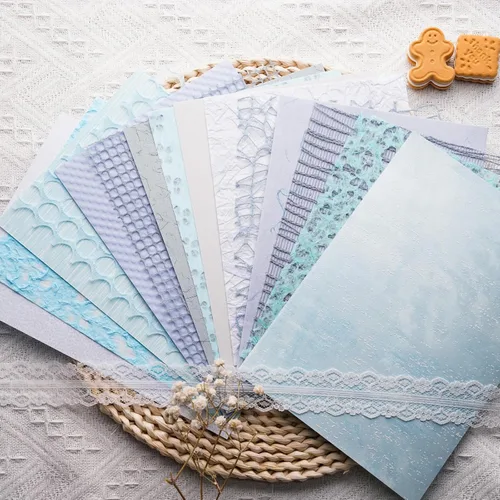 Vista 10 de 15 piezas hechas a mano para álbumes de recortes, papel texturizado para manualidades, hojas A5, mezcla especial para álbumes de recortes, diario