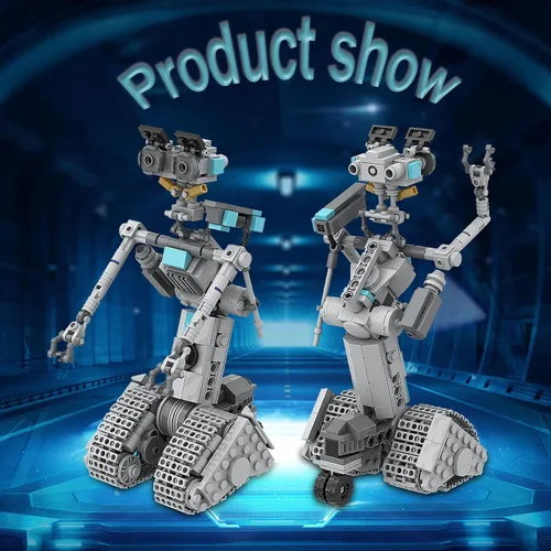 Vista 6 de Juguetes de Construcción de Robot Johnny 5, Figuras de Robot de la Película Cortocircuito, Kit de Construcción de Modelo de Robot, Set de Bloques