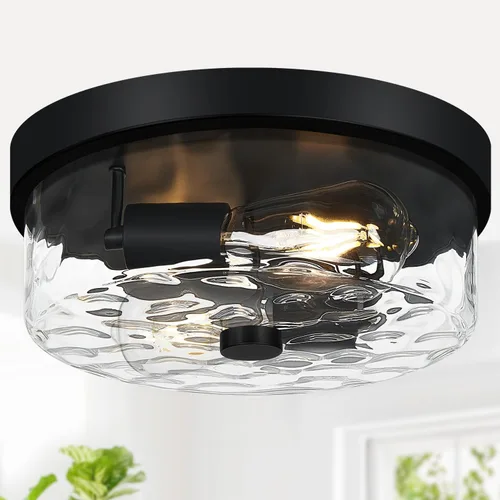 Vista 13 de Lámparas de techo de montaje empotrado, 2 luces de 12 pulgadas de níquel cepillado cerca de las lámparas de techo con pantalla de vidrio semillado