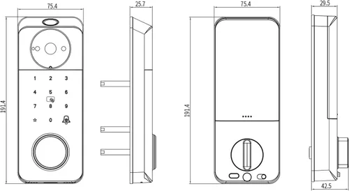 Vista 9 de Cerradura inteligente con cámara sin llave cerradura de puerta de entrada 2K Video WiFi cerrojo huella digital teclado aplicación Control remoto