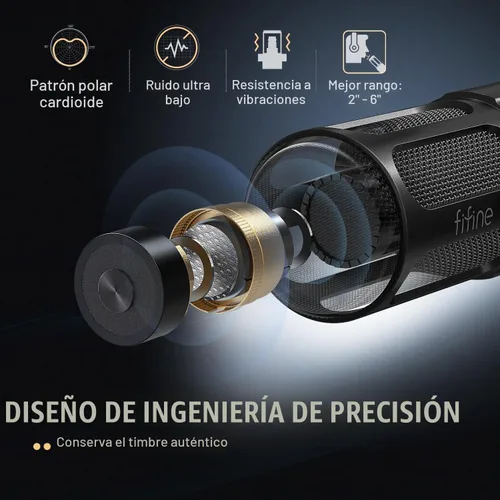 Vista 4 de FIFINE AmpliTank TANK1 XLR Micrófono dinámico para grabación vocal Podcast