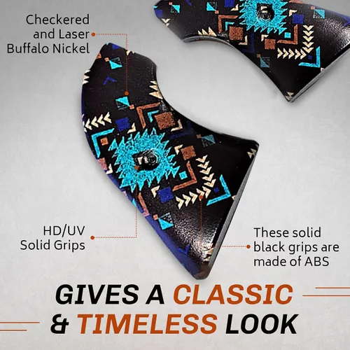 Vista 6 de Premium Gun Grips Puños de repuesto compatibles con Heritage Arms Rough Rider Solid ABS HD Imagen de una serpiente negra con estampado UV