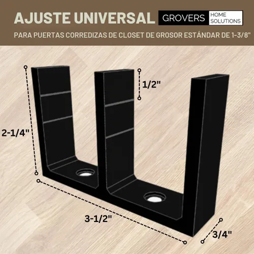 Vista 4 de Soporte de guía de piso para puerta de armario deslizante de altura ajustable universal - Negro - Grovers Home Solutions