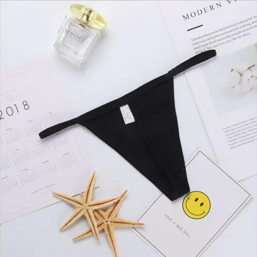 Vista 4 de Kissecret Ropa interior de algodón con cuerdas en G, paquete de 6 piezas de bragas sexy con tanga en T