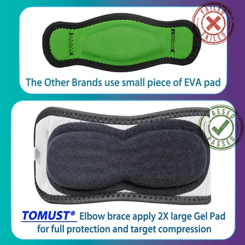 Vista 4 de Codera de tenis con almohadilla de gel y soporte ajustable para antebrazo, talla S - M Correa para el codo; cojín de gel; soporte de compresión