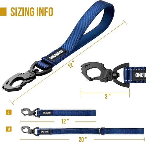 Vista 2 de OneTigris Bolt - Correa corta de tráfico para perros pequeños, medianos y grandes (azul, S)