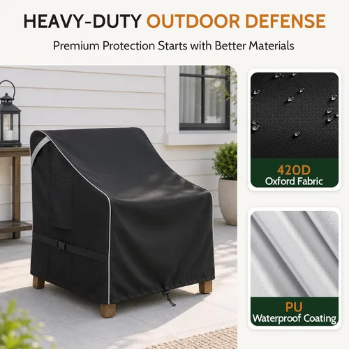 Vista 3 de COSFLY Fundas para sillas de patio al aire libre, impermeables, resistentes a los rayos UV, ajuste ajustable con correas de hebilla, se adapta a