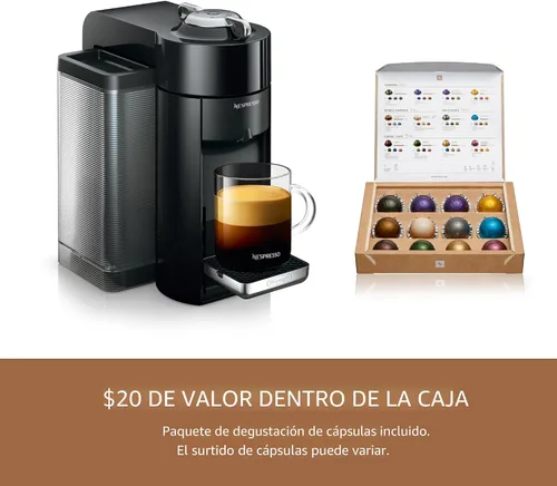 Vista 8 de Máquina de café y espresso Nespresso Vertuo de De'Longhi, color negro piano con espumador de leche Aeroccino Black coffee and espresso maker by