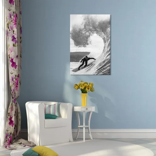 Vista 6 de Póster retro de surf fresco, arte de pared en blanco y negro, pósteres estéticos de habitación, arte de pared vintage del océano, pintura en lienzo
