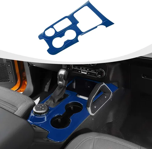 Vista 18 de RAZPOY Ajuste de panel de cambio Panel de centro de consola Portavasos Compatible con Ford Bronco Sport 2021-2024, Negro