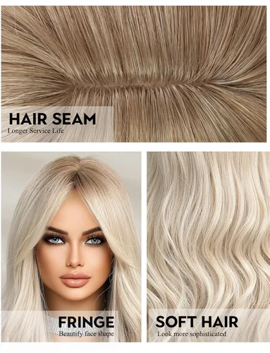 Vista 5 de HAIRCUBE Pelucas largas onduladas para mujer, peluca de pelo sintético para uso diario
