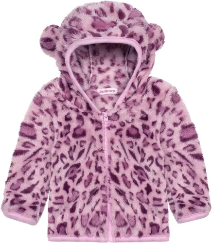 Vista 18 de Chaqueta con capucha de forro polar con cremallera para niñas y niños pequeños, abrigo de osito cálido de invierno Negro