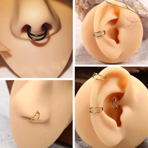 Vista 7 de PEAKLINK 316L Anillo Clicker de Segmento con Bisagra Sin Costuras Aro para Nariz Septum Hélix Conch Joyería de Piercing 5PCS Aretes de Aro Daith