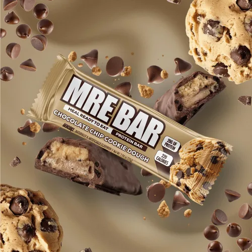 Vista 4 de REDCON1 MRE Barras de proteína de masa de galletas con chispas de chocolate, 12 barras de aperitivos para desayuno o después del entrenamiento 12