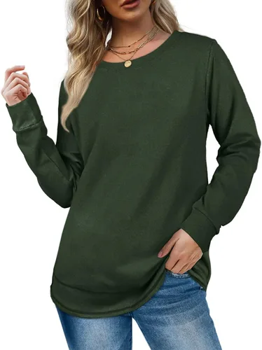 Vista 2 de Dofaoo Sudaderas para mujer, cuello redondo, manga larga, túnica para leggings, moda de otoño