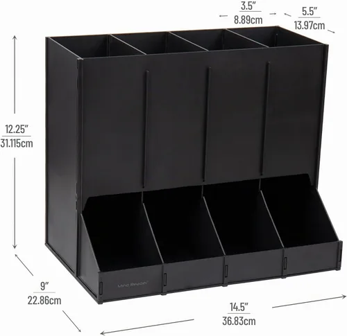 Vista 3 de Mind Reader Dispensador de cápsulas de café de una sola porción con 4 compartimentos, capacidad para 120 cápsulas, sala de descanso, 14.5 pulgadas