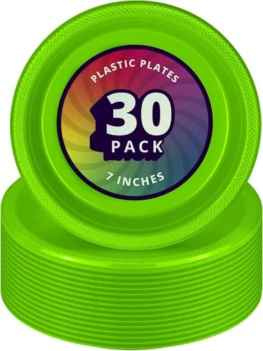 Vista 14 de DecorRack 30 platos de plástico pequeños, resistentes de 7 pulgadas desechables, color negro