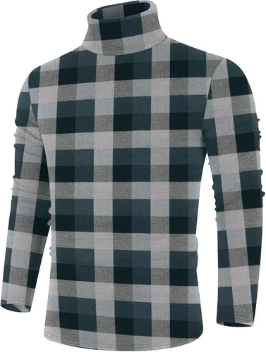 Vista 27 de Poriff - Suéter de cuello de tortuga térmico, de punto, liviano, casual, con corte entallado, para hombre Albaricoque