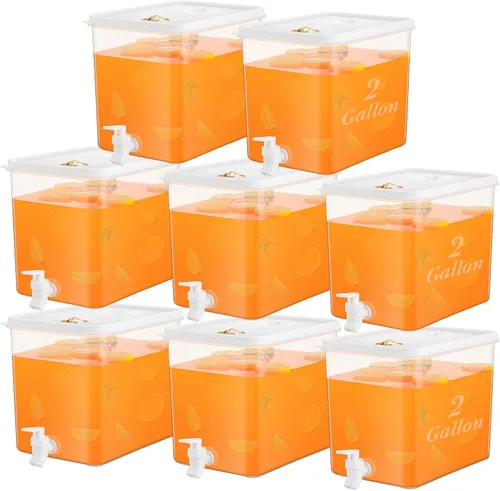 Vista 11 de Domensi 1 paquete dispensador de bebidas de 2 galones para refrigerador con grifo dispensador de agua tapas a prueba de fugas pantalla de filtro