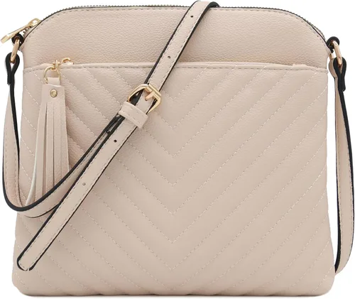 Vista 18 de Bolsa cruzada FashionPuzzle de tamaño medio con acolchado de espiga y borla Negro