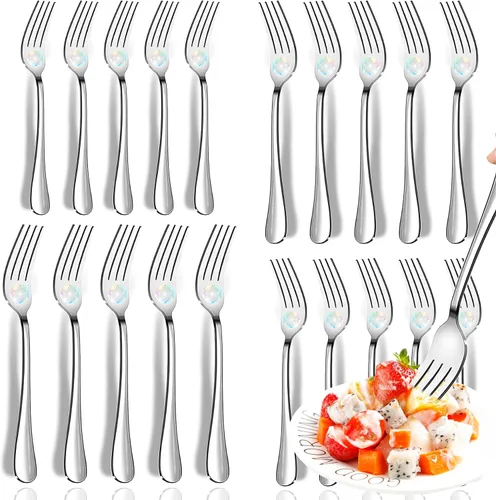 Vista 11 de Black Forks - Juego de cubiertos de 6 piezas, tenedores de acero inoxidable, juego de tenedores pulidos con espejo, juego de cubiertos esenciales
