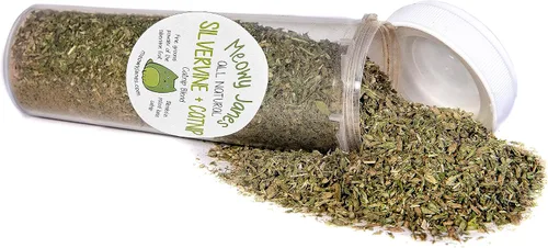 Vista 2 de Meowy Janes Mezcla natural de hierba gatera Silvervine, botella (1 taza)