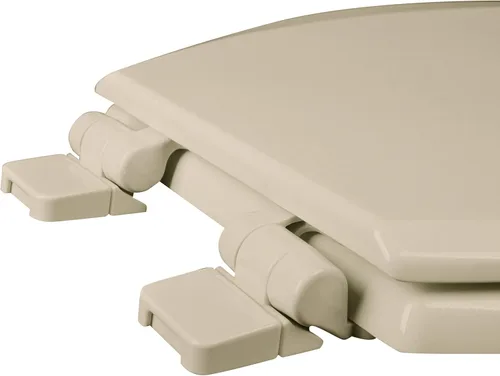 Vista 4 de 1Q1R7-01 Asiento de inodoro de madera moldeada de alta calidad con cierre lento con bisagra Vari-Adjust Release 'N' Clean Lok-Down y accesorios