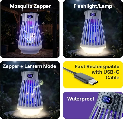 Vista 3 de Zap Zone Defender Bug Zapper Exterminador de mosquitos recargable