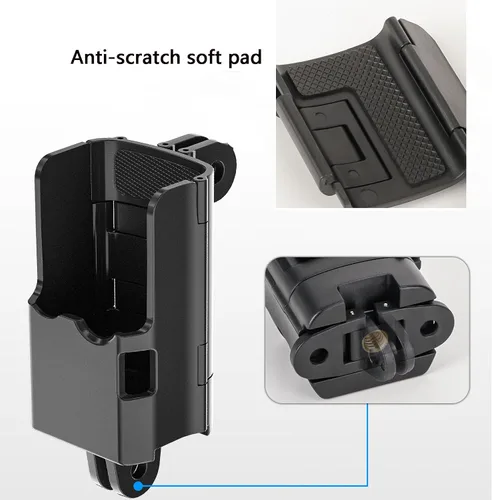 Vista 6 de Adaptador de extensión de cámara para DJI Osmo Pocket 3 Mango de jaula protectora plegable Adaptador de gancho de doble garra Soporte de trípode