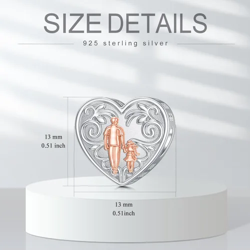 Vista 92 de PROESS Dije para padre, madre e hija, pulsera de plata de ley para pulseras, regalos de cumpleaños, día de San Valentín, para hija, madre, amante