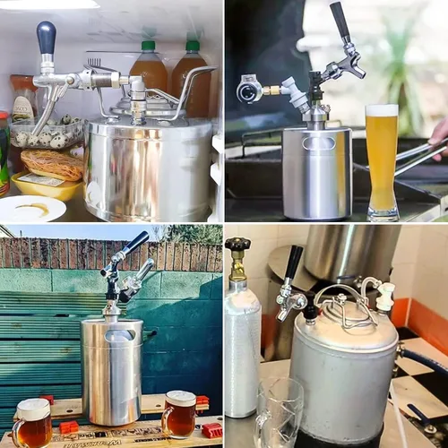 Vista 6 de Juego de 2 pares de postes de barril de bloqueo de bola, acero inoxidable, cerveza, Cornelius, barril de maíz, desconexión rápida, gas + líquido