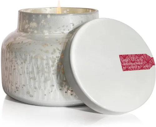 Vista 15 de Capri Blue Vela navideña en tarro de mercurio, mezcla de velas de soja, velas de otoño para el hogar perfumadas con manzana, canela y pera, vela
