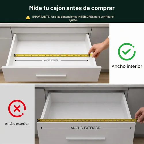 Vista 3 de Organizador de cubiertos de acacia de cocina, divisor de cajón ranurado extraprofundo, organizador de utensilios de 7 ranuras