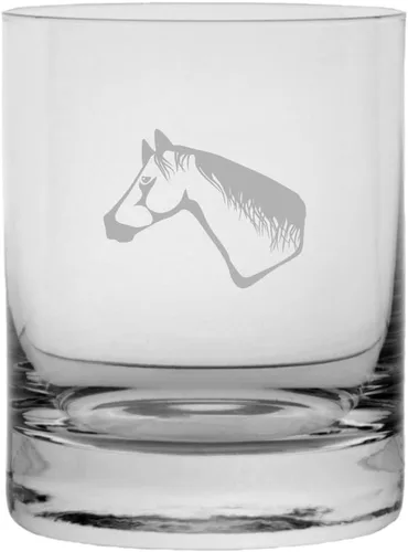 Vista 71 de Abaco Barb - Vaso de whisky con temática de caballo grabado (10.25 onzas)