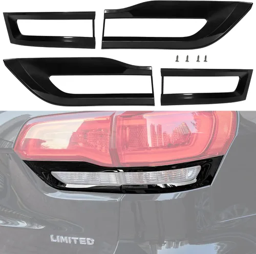 Vista 7 de Cubierta de lámpara de luz trasera, cubiertas de espejo y cubiertas de manija de puerta, bisel brillante, accesorios exteriores para Jeep Grand