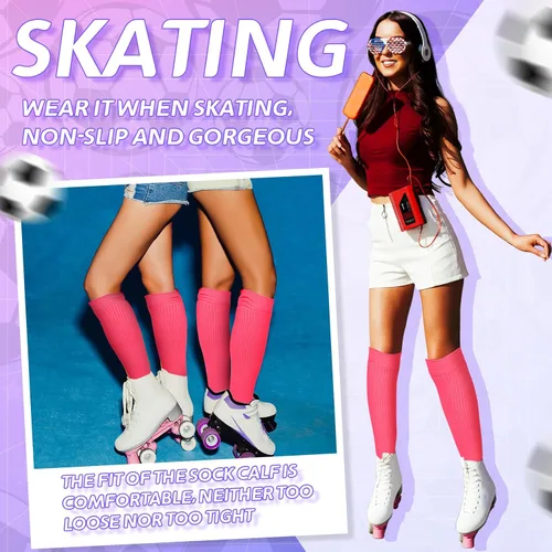 Vista 5 de Toulite Juego de 6 calcetines de fútbol y sóftbol para jóvenes, calcetines deportivos de béisbol, calcetines de tubo unisex para hombres y mujeres