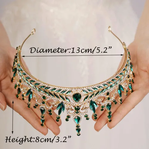 Vista 6 de Tiara barroca de cristal con diamantes de imitación, corona de princesa, tiara para mujer, boda, cumpleaños, fiesta de Halloween
