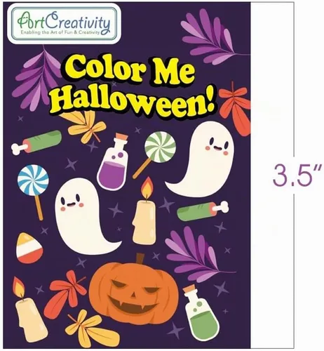 Vista 4 de ArtCreativity Paquete de 24 mini juegos de libros para colorear de Halloween para niños, incluye 24 libros pequeños para colorear y 96 crayones