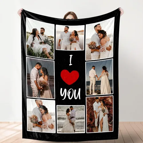 Vista 9 de YESCUSTOM Manta de fotos personalizada con 10 textos de fotos, fabricada en Estados Unidos, regalo para familiares, amigos, amantes para cumpleaños